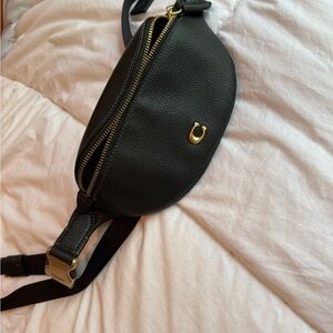 Coach Black Leather Crossbody Bag with Gold Detail